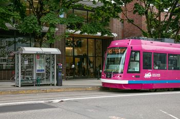 Steps to the portland streetcar